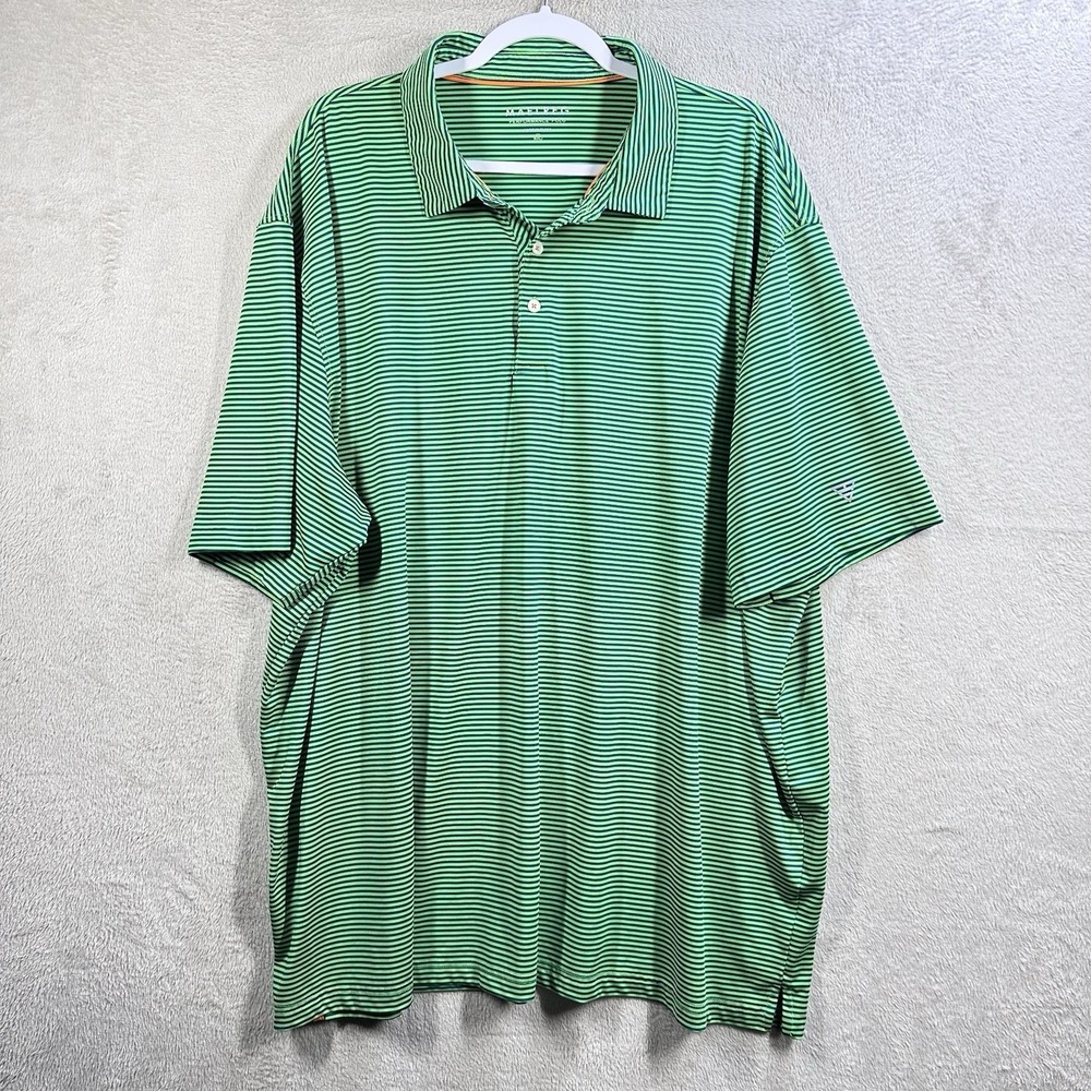 Maelreg Golf Shirt Mens 4XL Green Stripe Short Sleeve Performance Polo Stretch